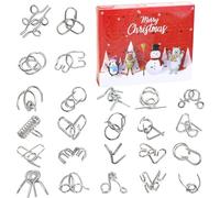 Calendario dell'Avvento 2025, Calendario di Natale con 24 Pezzi di Puzzle Metallico Rompicapo, Calendario dell'Avvento 3D Brainteaser IQ Gioco di Logica Rompicapo Set di Metallo Rompicapo per Bambini