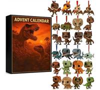 Calendario dell'avvento 2025 con 24 figure di dinosauri a sorpresa, calendario per conto alla rovescia di Natale, decorazioni da appendere 2D in acrilico per albero di Natale, regalo per bambini