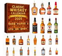 Calendario dell'avvento 2025 con alcolici e conto alla rovescia di Natale di 24 giorni con 24 bottiglie di vino, birra e liquori, calendario per le vacanze, calendario dell'avvento della birra, regalo