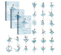 Calendario dell'Avvento 2025 con ballerina e fiocco di neve, conto alla rovescia natalizio a tema danza per ragazze, scatola a sorpresa 2D per 24 giorni con accessori per balletto (C-3 pezzi)