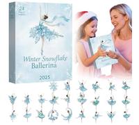 Calendario dell'Avvento 2025 con ballerina e fiocco di neve, conto alla rovescia natalizio a tema danza per ragazze, scatola a sorpresa 2D per 24 giorni con accessori per balletto (A-1 pz)