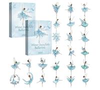 Calendario dell'Avvento 2025 con ballerina e fiocco di neve, conto alla rovescia natalizio a tema danza per ragazze, scatola a sorpresa 2D per 24 giorni con accessori per balletto (B-2 pezzi)