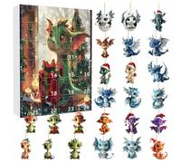 Calendario dell'Avvento 2025 con ciondolo drago 2D per bambini e adulti, può anche essere usato come decorazione per albero di Natale, decorazione natalizia per collezionisti (drago G)