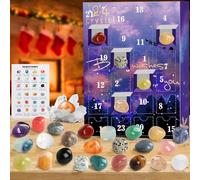 Calendario dell'avvento 2025 con cristalli, 24 giorni, cristalli minerali naturali e pietre preziose fossili, conto alla rovescia per Natale, calendario dell'avvento per bambini e appassionati