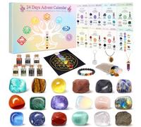 Calendario dell'Avvento 2025 con cristalli, da donna, 24 giorni con cristalli curativi, pietre preziose, chakra, rocce minerali, calendario dell'Avvento per ragazze adolescenti, donne adulte