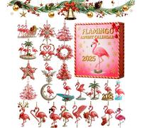 Calendario dell'Avvento 2025 con Fenicotteri - 24 Decorazioni Natalizie Uniche a Tema Fenicottero, Addobbi Tropicali per l'Albero di Natale, Regalo per Amanti e Collezionisti di Fenicotteri