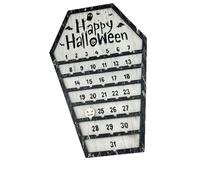 Calendario dell'avvento 2025, con giocattolo e conto alla rovescia, in legno, a forma di bara, per bambini, adulti, decorazione per la casa, per feste di Halloween (grigio, 30 cm)
