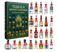 Calendario dell'avvento 2025 con tequila - 24 giorni di liquori premium, edizione limitata, mini conto alla rovescia per liquori (tequila invecchiata e bianca), set regalo alcol per adulti e scatola