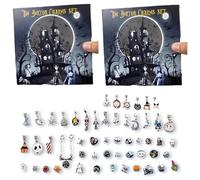 Calendario dell'Avvento 2025 con tesori di Halloween, set di braccialetti con ciondoli e perline, kit per la creazione di ornamenti fai da te, bomboniere horror di Halloween e decorazione per conto