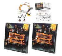 Calendario dell'Avvento 2025 con tesori di Halloween, set di braccialetti con ciondoli e perline, kit per la creazione di ornamenti fai da te, bomboniere horror di Halloween e decorazione per conto