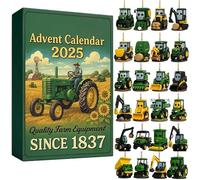 Calendario dell'avvento 2025 con trattore, conto alla rovescia natalizio di 24 giorni, con mini ornamenti per trattori, collezione vintage a tema fattoria, per agricoltori e appassionati (1 pezzo)