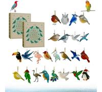 Calendario dell'Avvento 2025 con uccelli in vetro marino, squisiti calendari da 24 giorni a tema uccelli, calendario per il conto alla rovescia, scatola cieca, divertenti decorazioni (2pcs)