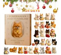 Calendario dell'Avvento 2025, conta alla rovescia di 24 giorni con decorazioni natalizie, sorprese quotidiane e ornamenti con figure acriliche 2D di Pomeranian, idea regalo per gli amanti