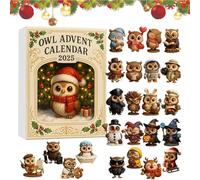 Calendario dell'avvento 2025, conto alla rovescia di 24 giorni, con ornamenti 2D in acrilico a forma di gufo, statuette da collezione per decorare l'albero di Natale, decorazione per la casa, regalo