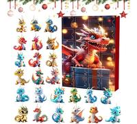 Calendario dell'avvento 2025, conto alla rovescia di Natale 24 giorni con ciondoli a forma di drago, decorazioni per albero di Natale con drago in stile cartone animato, calendario dell'avvento per