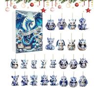 Calendario dell'avvento 2025, conto alla rovescia di Natale 24 giorni con ciondoli a forma di drago, decorazioni per albero di Natale con drago in stile cartone animato, calendario dell'avvento per