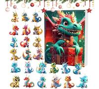 Calendario dell'avvento 2025, conto alla rovescia di Natale 24 giorni con ciondoli a forma di drago, decorazioni per albero di Natale con drago in stile cartone animato, calendario dell'avvento per