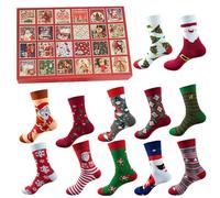 Calendario dell'avvento 2025 da donna, 12 paia di calzini natalizi caldi con Babbo Natale e fiocco di neve, set per ragazze adolescenti, calendario per conto alla rovescia delle vacanze, confezione
