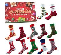 Calendario dell'avvento 2025 da donna, 12 paia di calzini natalizi caldi con Babbo Natale e fiocco di neve, set per ragazze adolescenti, calendario per conto alla rovescia delle vacanze, confezione