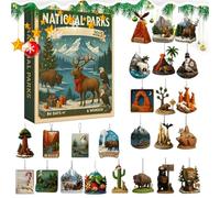 Calendario dell'Avvento 2025 dei parchi nazionali, ornamenti in acrilico per il parco nazionale degli Stati Uniti, decorazioni per albero di Natale, calendario per il conto alla rovescia di Natale per