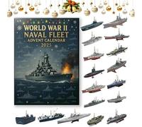 Calendario dell'Avvento 2025 della flotta navale della seconda guerra mondiale, 24 giorni di ciondoli a forma di nave militare, navi da guerra da collezione della seconda guerra mondiale per