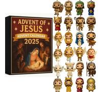 Calendario dell'Avvento 2025 di Gesù, calendario dell'avvento con 24 statuette di Gesù, ornamenti per albero di Natale, presepe religioso, biblico, conto alla rovescia di Natale