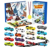 Calendario dell'Avvento 2025, Macchinine da tirare indietro per bambini, Giocattolo da corsa per auto da rally, Calendario di Natale di 24 giorni Regalo per ragazzi e ragazze di 3-12 anni