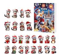 Calendario dell'avvento 2025 per bambini 2D interessanti ornamenti a forma di gatto, set di calendario per conto alla rovescia, in acrilico, decorazione significativa da collezione (rosso, 26 x 18 cm)