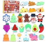 Calendario dell'Avvento 2025 per bambini, calendario del conto alla rovescia di Natale con squishy Mochi da 24 giorni, giocattoli antistress con squishy Mochi per bambini, bambine e ragazzi