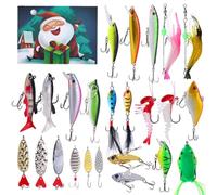 Calendario dell'Avvento 2025 per bambini, calendario dell'Avvento, pesca, Natale, conto alla rovescia, 24 giorni, set da pesca per adulti, uomini, adolescenti, ragazzi 2024, sorpresa natalizia (blu