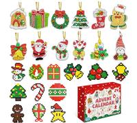 Calendario dell'Avvento 2025 per Bambini, DIY Diamond Painting per Bambini, 24 Pezzi di Adesivi per Diamond Painting di Natale per Portachiavi, Calendario dell'Avvento per Ragazze, 24 Giorni di