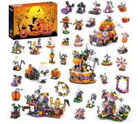 Calendario dell'Avvento 2025 per Halloween, conto alla rovescia da 31 giorni, 132 pezzi, set di mini blocchi (35 modelli fantasma/zucca/casa stregata), decorazione giocattolo per bambini e adulti