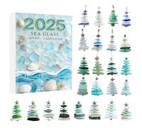 Calendario Dell'avvento 2025 per Il Conto Alla Rovescia a Tema Oceano Ornamenti Pendenti In Acrilico Albero di Natale Vetro Marino da Collezione la Decorazione Natalizia blue