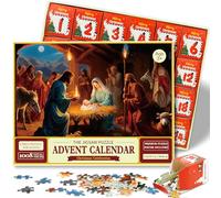 Calendario dell'Avvento 2025 Puzzle della Natività- 1008 Pezzi Puzzle 24 Giorni Calendario Natalizio Conto Alla Rovescia, Regali di Natale per Adulti e Bambini, Decorazione per la Casa 27.6in x 19.7in