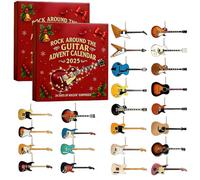 Calendario dell'avvento 2025 Rock Around the Chitarra, 24 giorni, con 24 mini ornamenti per chitarra, oggetti da collezione Rock and Roll, per chitarristi amanti della musica e collezionisti