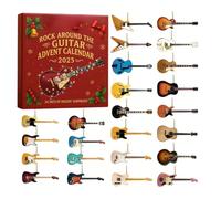 Calendario dell'avvento 2025 Rock Around the Chitarra, conto alla rovescia natalizio di 24 giorni, con 24 mini ornamenti per chitarra, rock and roll da collezione, regalo per musicisti, amanti delle