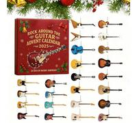 Calendario dell'avvento 2025 Rock Around the Guitar - Conto alla rovescia di 24 giorni di Natale con 24 giorni 2D mini ornamenti per chitarra in acrilico - Regalo unico per le vacanze rock & roll da