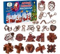 Calendario dell'Avvento 2025 Rompicapo per Bambini e Adulti - 24 Giorni di Giochi Rompicapi in Legno e Metallo, Test di Logica per il QI - Regalo di Natale per Ragazzi e Ragazze