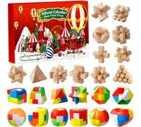 Calendario dell'Avvento 2025 Rompicapo per Bambini e Adulti - 24 Giorni di Giochi Rompicapi in Legno e Metallo, Test di Logica per il QI - Regalo di Natale per Ragazzi e Ragazze