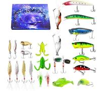 Calendario dell'Avvento 2025, set per conto alla rovescia per pescatori, set di accessori per la pesca, kit con attrezzi misteriosi e gadget (blu, 29 x 20,8 cm)