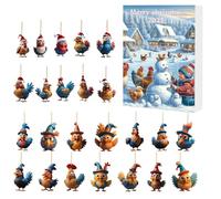 Calendario dell'avvento 20252D - Set di calendario per conto alla rovescia a forma di pollo, in acrilico, da collezione, decorazione significativa (rosso, 26 x 18 cm)