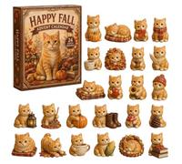 Calendario dell'Avvento 2026, con ciondolo a forma di zucca in acrilico 2D | 24 gatti con zucca, pigne e cappello di Natale. Decorazioni per albero di Natale, decorazione rustica per due stagioni