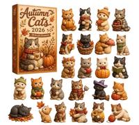 Calendario dell'Avvento 2026, con ciondolo a forma di zucca in acrilico 2D | 24 gatti con zucca, pigne e cappello di Natale. Decorazioni per albero di Natale, decorazione rustica per due stagioni