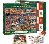 Calendario dell'avvento 2026, per bambini e adulti, puzzle da 1008 pezzi in 24 scatole, il viaggio di Babbo Natale (70 x 50 cm)