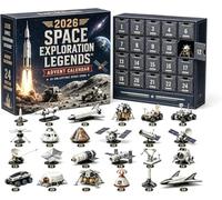 Calendario dell'Avvento 2026 Space Exploration Legends, 24 porte | 24 repliche da collezione, razzi e Rover e satelliti, modalità di apertura della scatola cieca, decorazione da tavolo