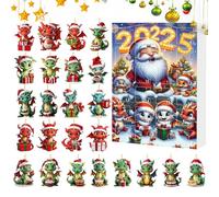 Calendario dell'Avvento - 24 giorni di Natale Dinosauro Giocattoli per conto Indietro - Acrilici piatti 2D per Adulti Bambini Attività Familiare Quotidiana Aula Scuola Festa di Natale a Casa