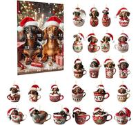 Calendario dell'Avvento 2D 2025, bassotti, 24 giorni, per conto alla rovescia di Natale, ornamento per albero di Natale, da appendere, idea regalo