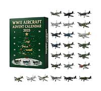Calendario dell'Avvento 2D con 24 mini uccelli da guerra, calendario natalizio per il conto alla rovescia di 24 giorni con 24 aerei in miniatura unici storicamente significativi per gli amanti degli