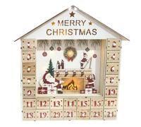Calendario dell'Avvento 34x8x35 cm Casetta in Legno con Luci
