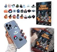 Calendario dell'Avvento 3D per Halloween, fai da te, in resina, accessori per conto alla rovescia, set di decorazioni per telefono, fermagli per capelli, creazione di gioielli, cornice per foto (nero